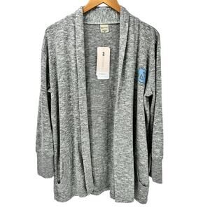 UNC Tar Heels Sweater Womens Medium Open Cardigan Gray Long Sleeve Pockets NEW